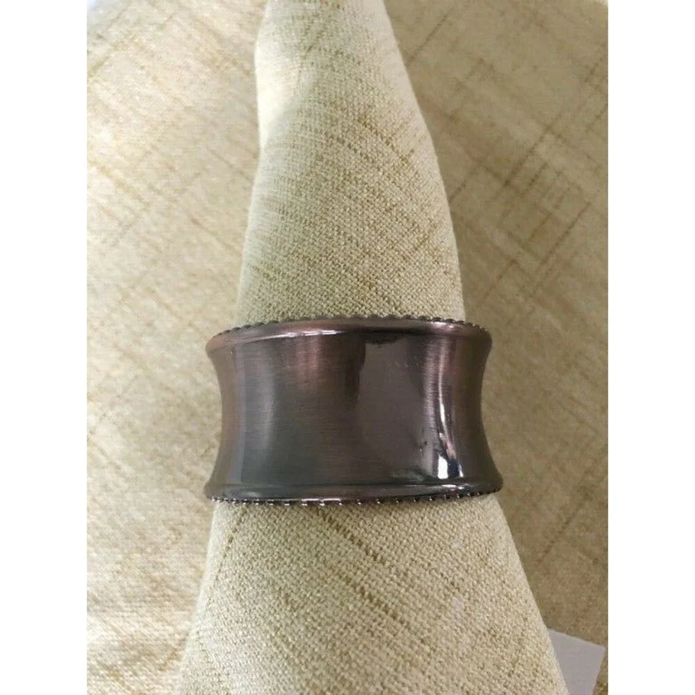 Kemp Beatley Napkin Rings Beaded Oil Rubbed Bronze Holiday Christmas Set Of 4